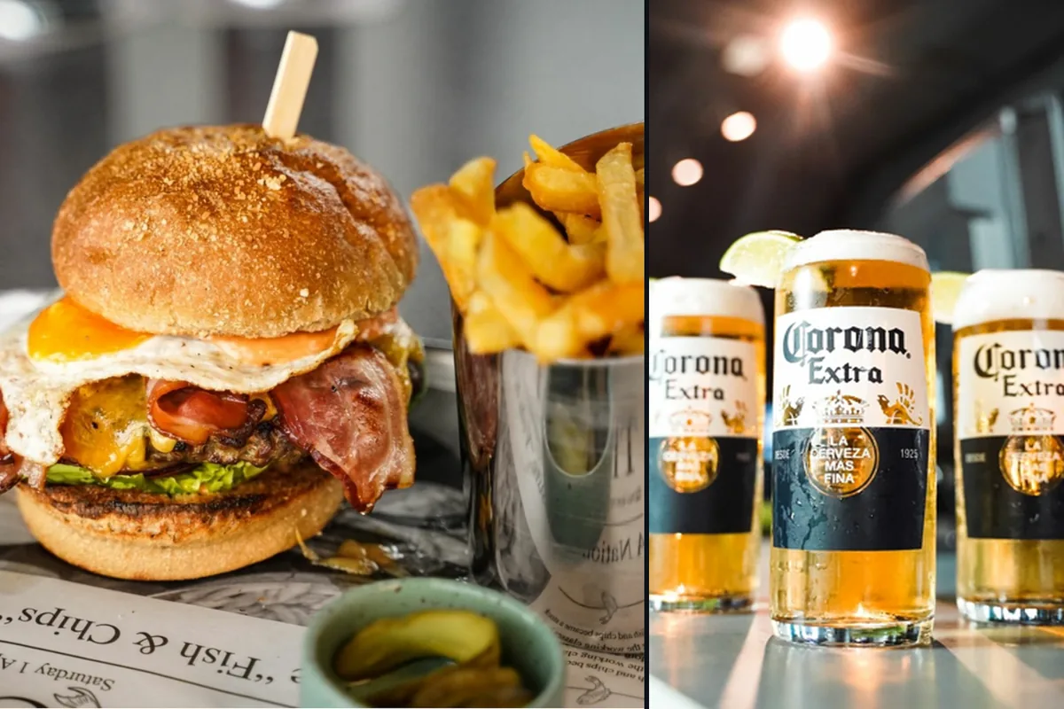 Burger s hranolkami a vychladené pivá v Topgolf Viedeň